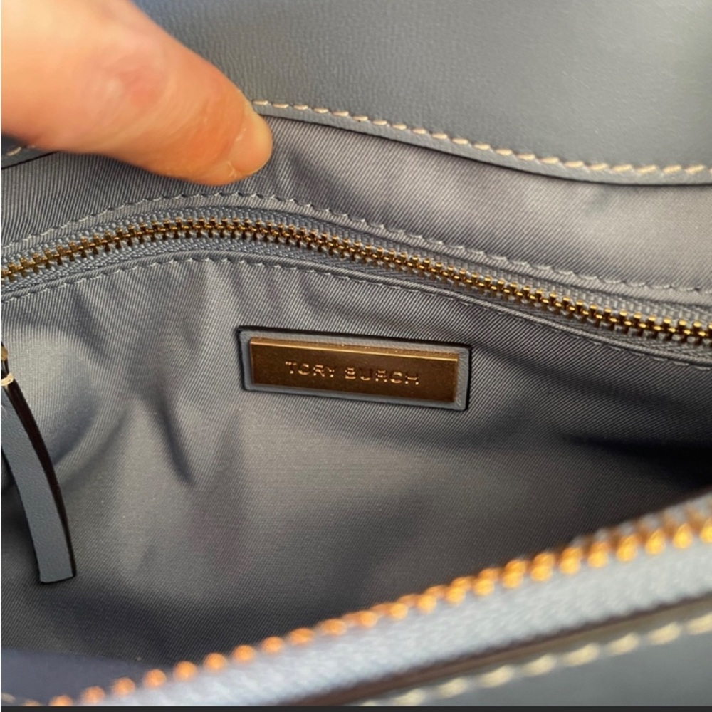 Tory Burch small blue Fleming convertible bag